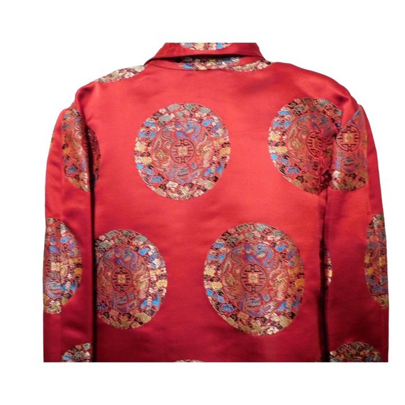 Red Jacket L Reversible Asian Inspired Design Long Sleeve - Picture 4 of 10
